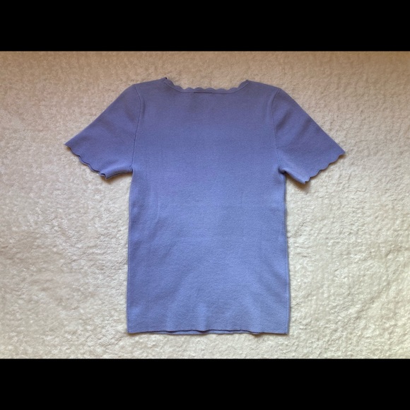 Ann Taylor Light Blue Scalloped Tee Knit - Picture 2 of 3